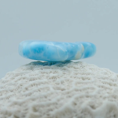 Pierre naturelle de Larimar de République Dominicaine taillée à la main en forme de dauphin.